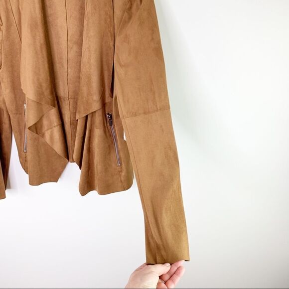 Bagatelle Tan Faux Suede Draped Jacket M - Picture 2 of 15
